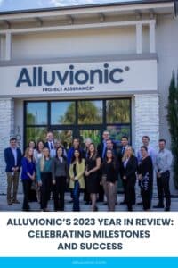 A pinnable graphic for the blog "Alluvionic's 2023 Year in Review: Celebrating Milestones and Success" by Alluvionic.